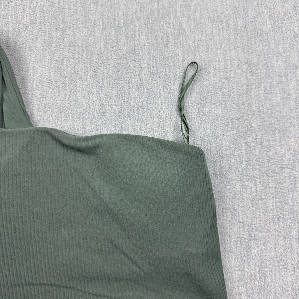 Lululemon Tank Top Womens 2 Green Ribbed Nulu Asymmetrical Yoga Workout W1ERPS - Picture 3 of 10